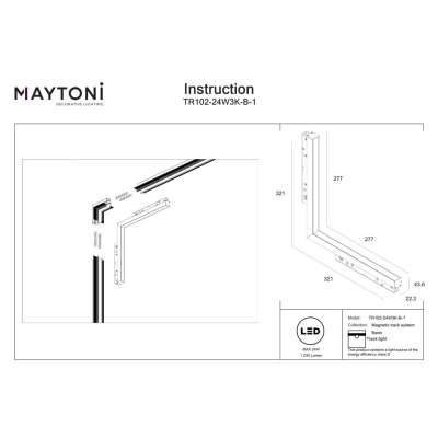 Basis lampa do szynoprzewodu magnetycznego Exility LED 24W 1230lm 3000K TR102-24W3K-B-1