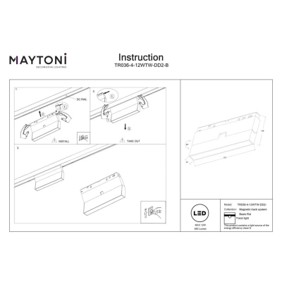 Basis Rot lampa do szynoprzewodu magnetycznego Exility LED 12W 560lm 2700K-6000K TR036-4-12WTW-DD2-B