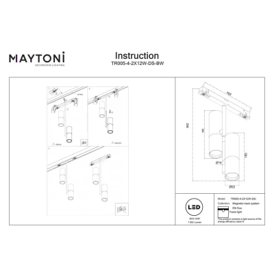 Elti Duo reflektor do szynoprzewodu magnetycznego Flarity LED 24W 1802lm 2700K-6000K TR005-4-2X12W-DS-BW