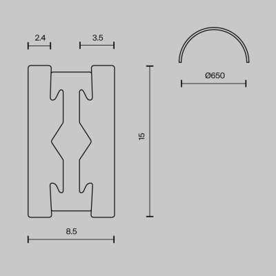 Flarity szynoprzewód magnetyczny półokrągły 650mm TRX154-SR-D650-BS