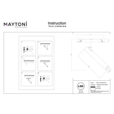 Focus T reflektor do szynoprzewodu magnetycznego Flarity LED 6W 270lm 3000K TR141-2-6W3K-M-B