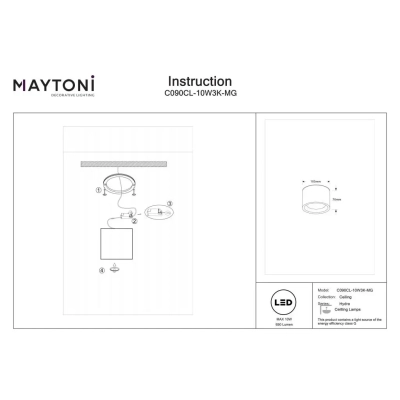 Hydra lampa sufitowa IP44 LED 10W 650lm 3000K C090CL-10W3K-MG