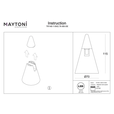 Keila reflektor do szynoprzewodu magnetycznego Flarity LED 5W 250lm 2700K TR146-1-5W2.7K-BS-DE