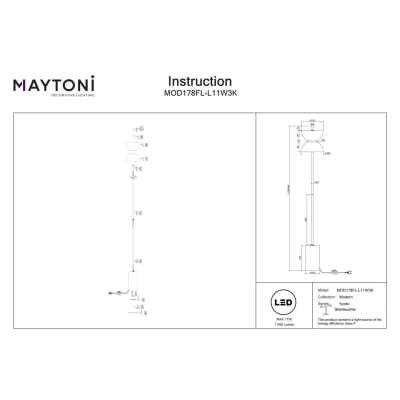 Kyoto lampa podłogowa LED 11W 1300lm 3000K MOD178FL-L11W3K