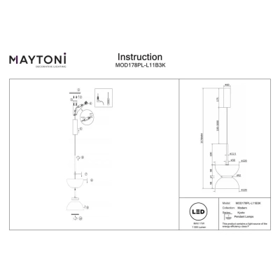 Kyoto lampa wisząca LED 11W 1300lm 3000K MOD178PL-L11B3K