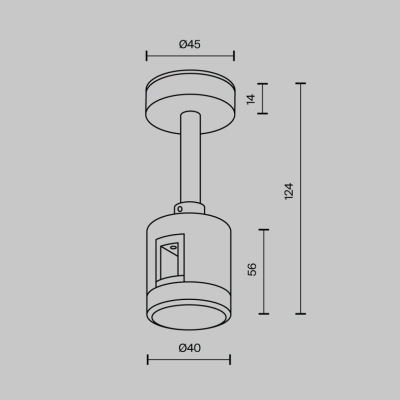Mocowanie sufitowe z zasilaniem 78mm do systemu magnetycznego Flarity TRA156C-IPC1-BS
