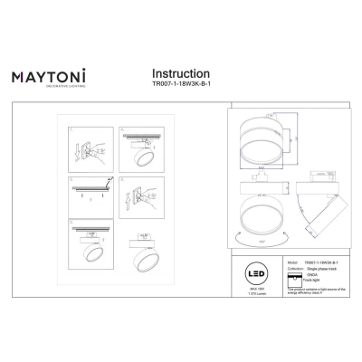 ONDA reflektor do szynoprzewodu 1-fazowego Unity LED 18W 1370lm 3000K TR007-1-18W3K-B-1