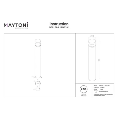 Olten lampa stojąca IP65 LED 12W 300lm 3000K O591FL-L12GF3K1