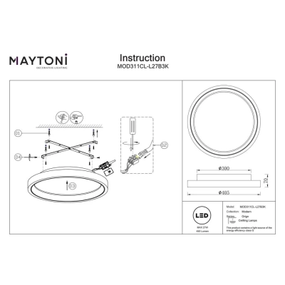 Orign lampa sufitowa LED 27W 450lm 3000K MOD311CL-L27B3K