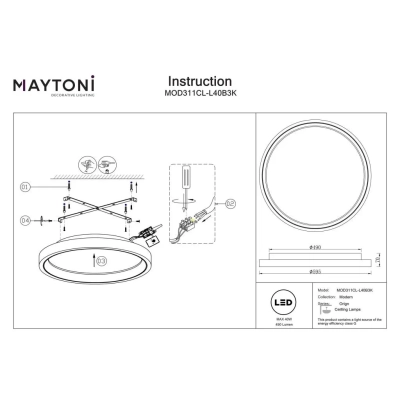 Orign lampa sufitowa LED 40W 450lm 3000K MOD311CL-L40B3K