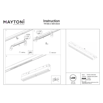 Parete lampa do szynoprzewodu magnetycznego Flarity LED 18W 374lm 2700K-6000K TR106-4-18W-DS-B