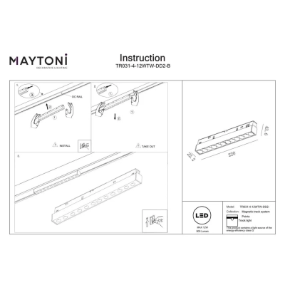 Points lampa do szynoprzewodu magnetycznego Exility LED 12W 560lm 2700K-6000K TR031-4-12WTW-DD2-B