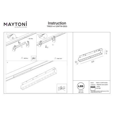 Points lampa do szynoprzewodu magnetycznego Exility LED 12W 900lm 2700K-6000K TR031-4-12WTW-DD2-W
