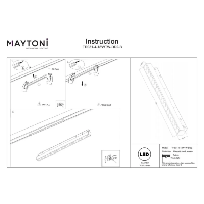 Points lampa do szynoprzewodu magnetycznego Exility LED 18W 1350lm 2700K-6000K TR031-4-18WTW-DD2-B