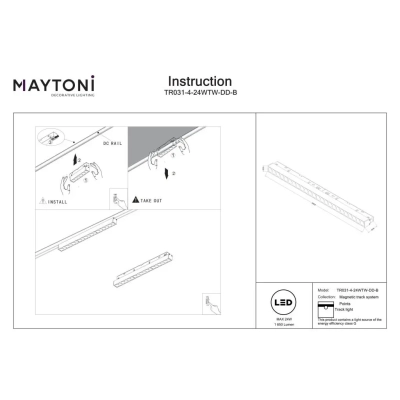 Points lampa do szynoprzewodu magnetycznego Exility LED 24W 1650lm 2700K-6000K TR031-4-24WTW-DD-B