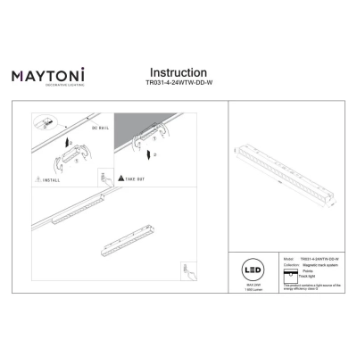 Points lampa do szynoprzewodu magnetycznego Exility LED 24W 1650lm 2700K-6000K TR031-4-24WTW-DD-W