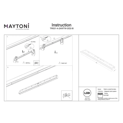 Points lampa do szynoprzewodu magnetycznego Exility LED 24W 1650lm 2700K-6000K TR031-4-24WTW-DD2-B