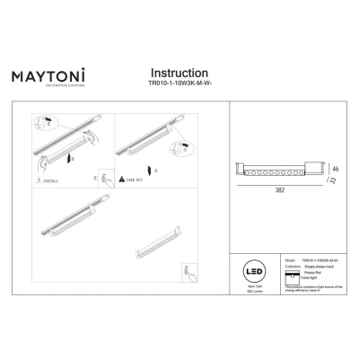 Points Rot lampa liniowa do szynoprzewodu 1-fazowego Unity LED 10W 620lm 3000K TR010-1-10W3K-M-W-DE