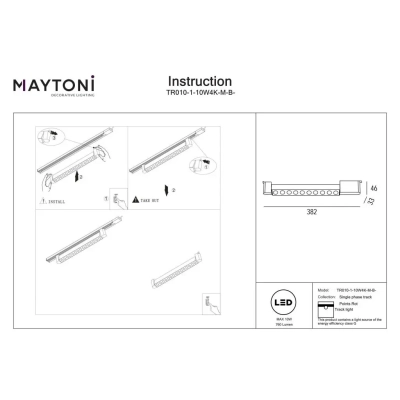 Points Rot lampa liniowa do szynoprzewodu 1-fazowego Unity LED 10W 760lm 4000K TR010-1-10W4K-M-B-DE