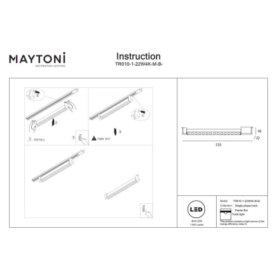 Points Rot lampa liniowa do szynoprzewodu 1-fazowego Unity LED 22W 1440lm 4000K TR010-1-22W4K-M-B-DE