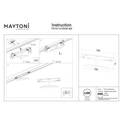 Relax lampa do szynoprzewodu magnetycznego Flarity LED 5W 139lm 3000K TR107-2-5W3K-BS