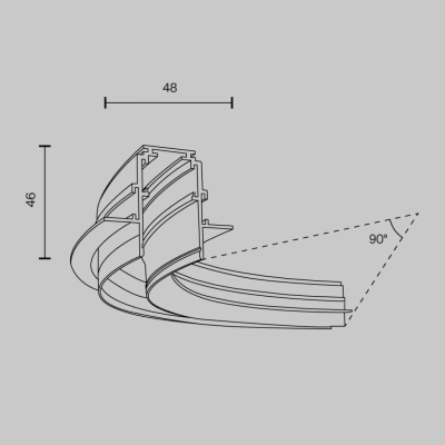 Złącze promieniowe R300 do szynoprzewodu magnetycznego wpuszczanego Exility TRA044-angle.12W