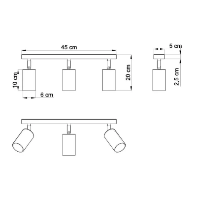 Berg 3 plafon GU10 naturalne drewno SL.0703