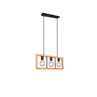 Agra lampa wisząca 3xE27 drewno, czarna 313800332 TRIO lighting