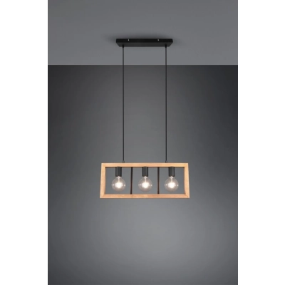 Agra lampa wisząca 3xE27 drewno, czarna 313800332
