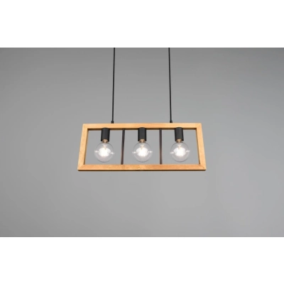 Agra lampa wisząca 3xE27 drewno, czarna 313800332