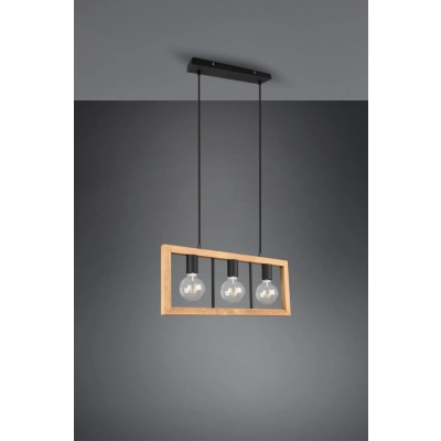 Agra lampa wisząca 3xE27 drewno, czarna 313800332