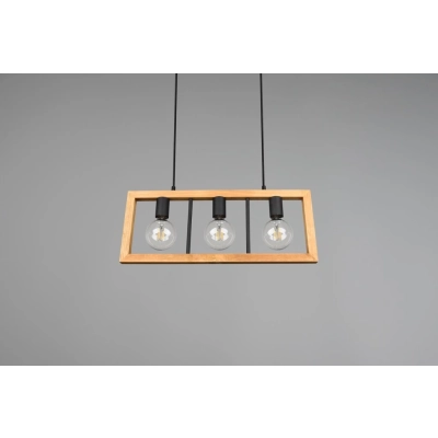 Agra lampa wisząca 3xE27 drewno, czarna 313800332