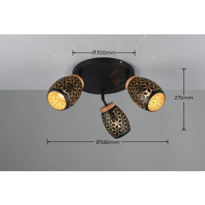 Bidar lampa sufitowa 3xE14 czarna, złota R61573380
