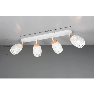 Bidar lampa sufitowa 4xE14 biała, drewno R81574031