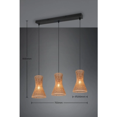 Bijou lampa wisząca 3xE27 czarna, brązowa R31833026