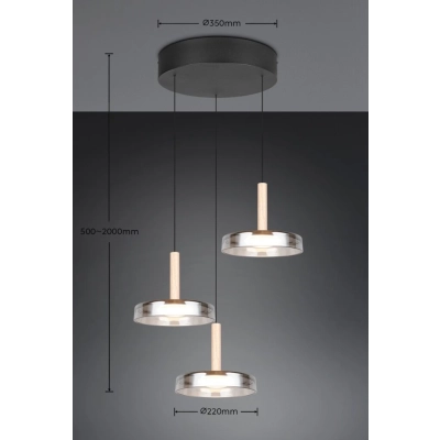 Celeste lampa wisząca LED 3x7,5W 3x750lm 3000K czarna 354930332