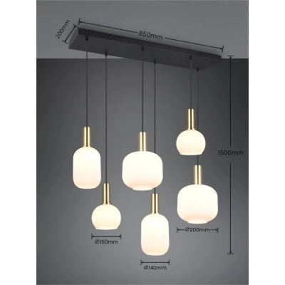 Diva lampa wisząca 6xE27 złota, czarna 319800608