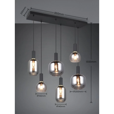Diva lampa wisząca 6xE27 czarna 319800632