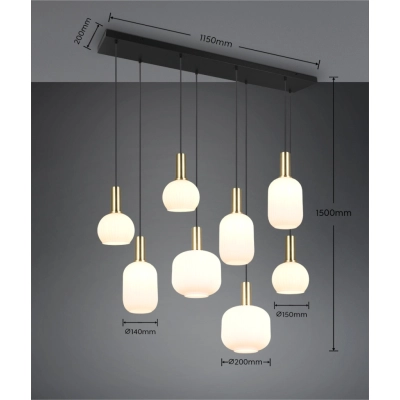 Diva lampa wisząca 8xE27 złota, czarna 319800808