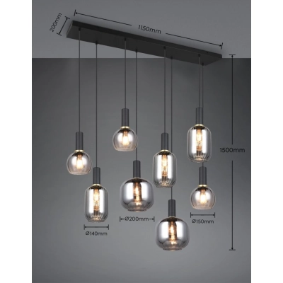 Diva lampa wisząca 8xE27 czarna 319800832