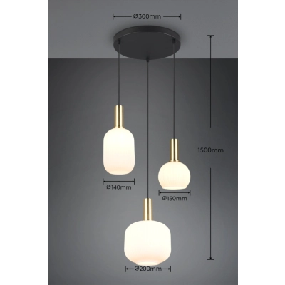 Diva lampa wisząca 3xE27 złota, czarna 319830308