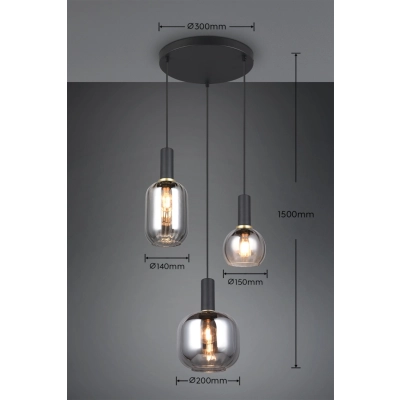 Diva lampa wisząca 3xE27 czarna 319830332
