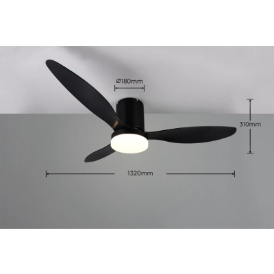 Göteborg lampa sufitowa wentylator LED 20W 2500lm 2700K-6000K czarna R64202132