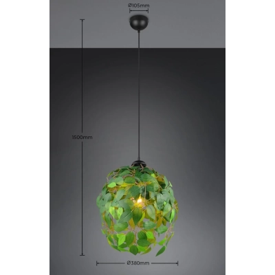 Leavy lampa wisząca 1xE27 czarna, zielona R10461915