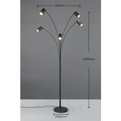 Marley lampa podłogowa 5xGU10 czarna 412400532