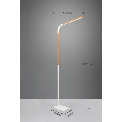Norris lampa podłogowa LED 14W 1400lm 3000K biała, drewno 445210131