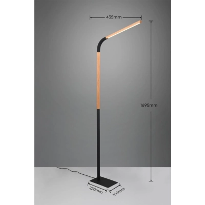 Norris lampa podłogowa LED 14W 1400lm 3000K czarna, drewno 445210132