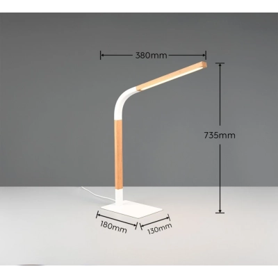 Norris lampka stołowa LED 7W 950lm 3000K biała, drewno 545210131