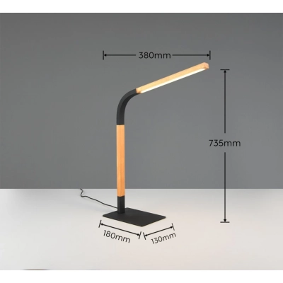 Norris lampka stołowa LED 7W 950lm 3000K czarna, drewno 545210132