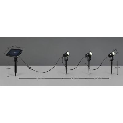 Obidos Hybrid reflektorki solarne LED 3x0,5W 3x35lm 4000K czarny R83256332